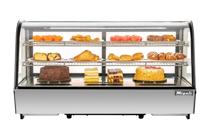 Migali 48” Wide Counter-Top Curved Glass Display Case Refrigerator