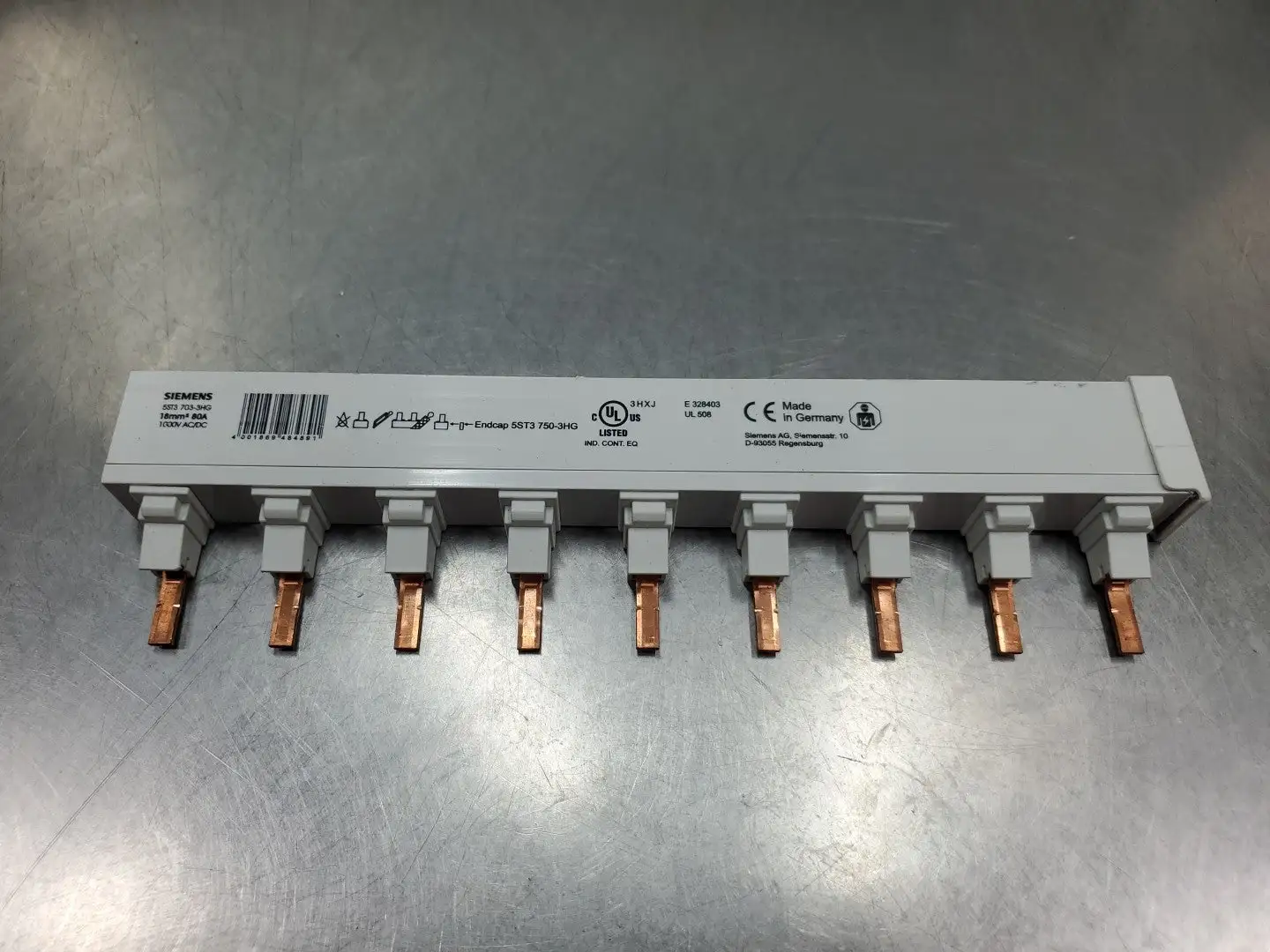 Siemens 5ST3 703-3HG 80A 1000VAC/DC Connector Block, 9.5" 4B-51