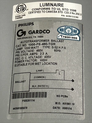 NEW Philips 1000-FS-480-TGR