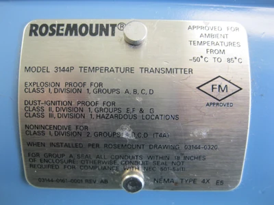 USED Rosemount 3144P D1A1E5M5B4