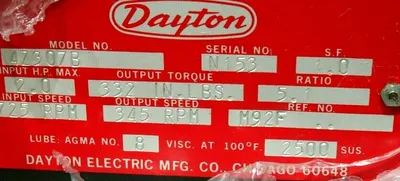 NEW DAYTON 4Z307B SPEED REDUCER 2.0 H.P. 1725 R.P.M.