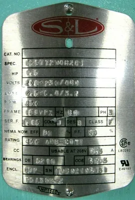 NEW SMITH & LOVELESS 06F772Y462C1 MOTOR 1.5HP 208-230/480V 95L388-2 184YPZ
