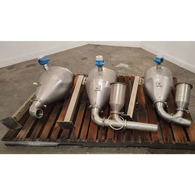ONE LOT of used 3" Stainless Steel Pneumatic Conveying Accessory Hoppers