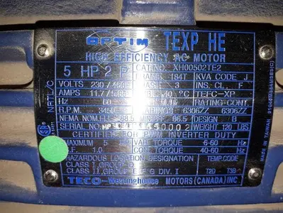 NEW TECO – WESTINGHOUSE TEXP HE 5HP MOTOR