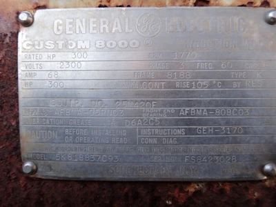 General Electric 300 hp, 1800 rpm, Electric Motor