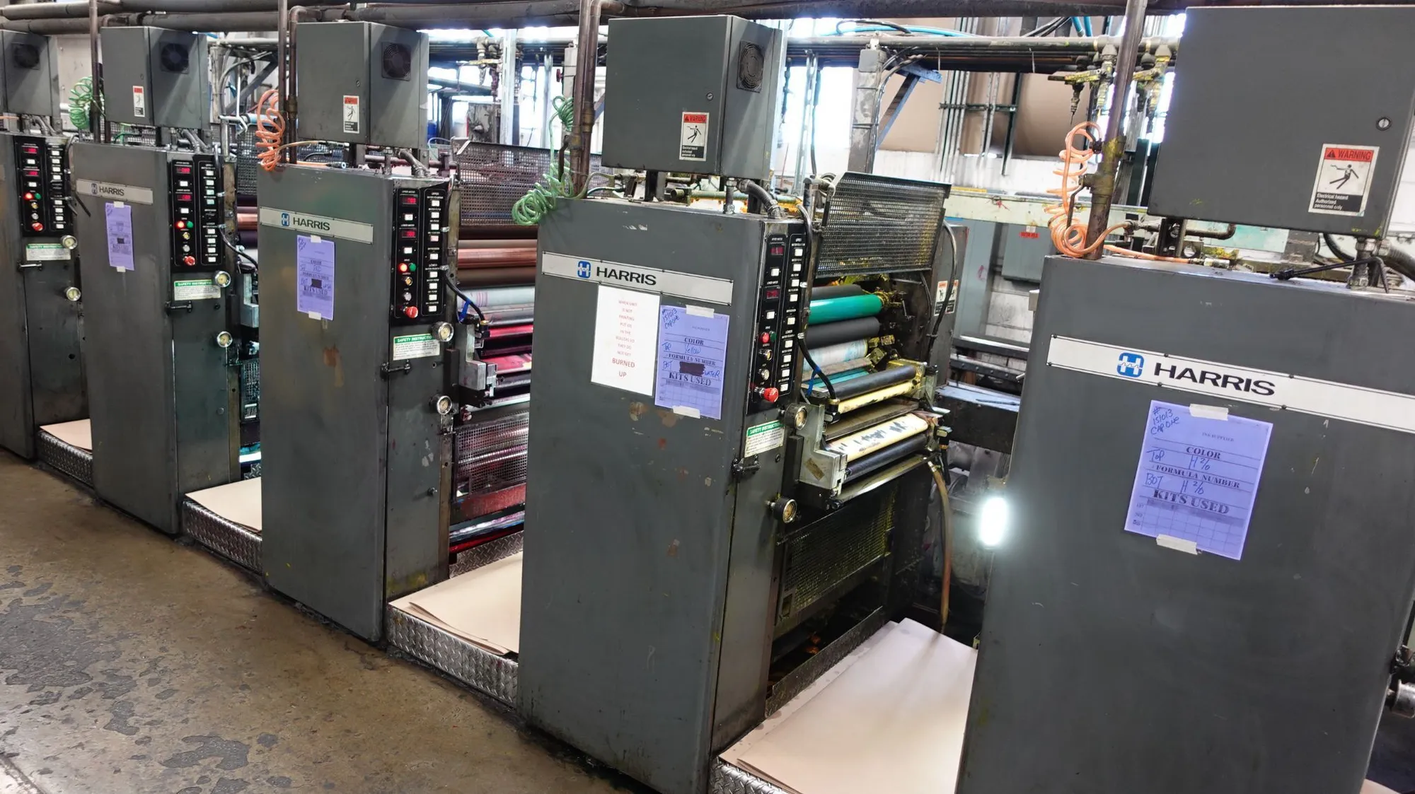 USED HARRIS GRAPHICS M110-series short-grain 8-page commercial web offset presses