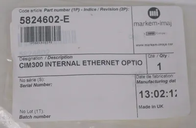 NEW MARKEM-IMAJE 5824602-E CIM300 ETHERNET OPTION CARD 5824577, 5824602