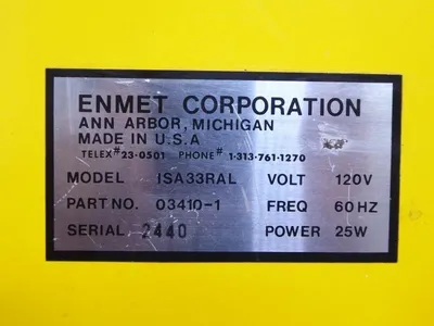 Enmet Corporation ISA33RAL Gas Monitor Control Unit 03410-1 Used