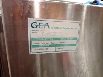 Westfalia CSC 6-06-476 hydro-hermetic clarifier skid, 316L SS.