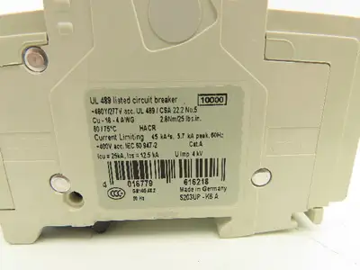 ABB S203UP-K6A 3-Pole Circuit Breaker 20A 480VAC 18-4AWG DIN Mountable Lot of 5