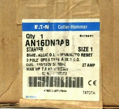 NEW EATON CUTLER HAMMER AN16DN0AB STARTER 3 POLE SIZE 1