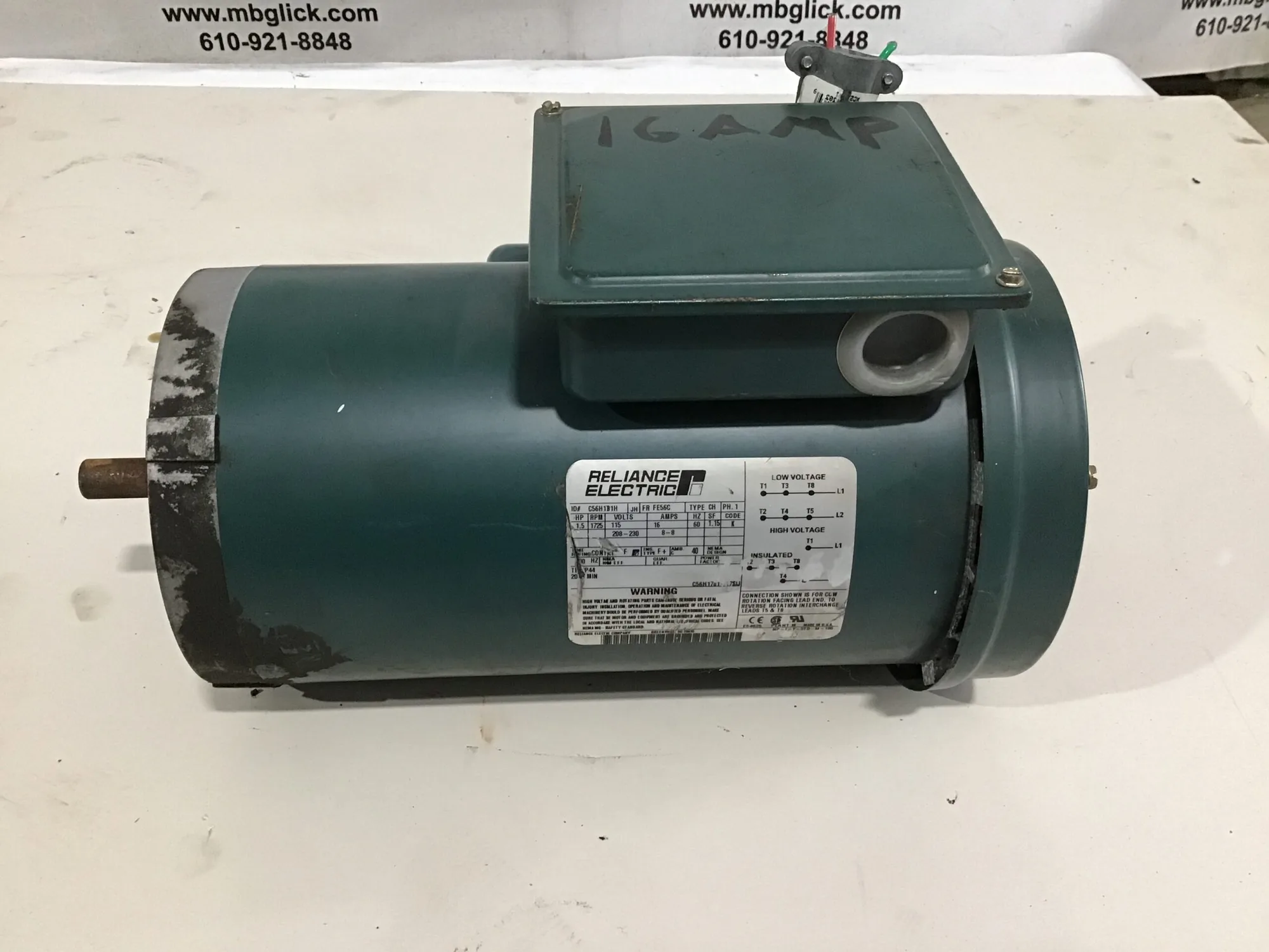 Reliance Electric Motor C56H1B1H RPM 1725 HP 1.5 Hz 60