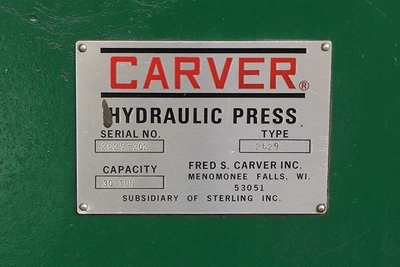 Used Carver 2629 Heated Platen Hydraulic Press New Jersey US | Machinery Values #1334566