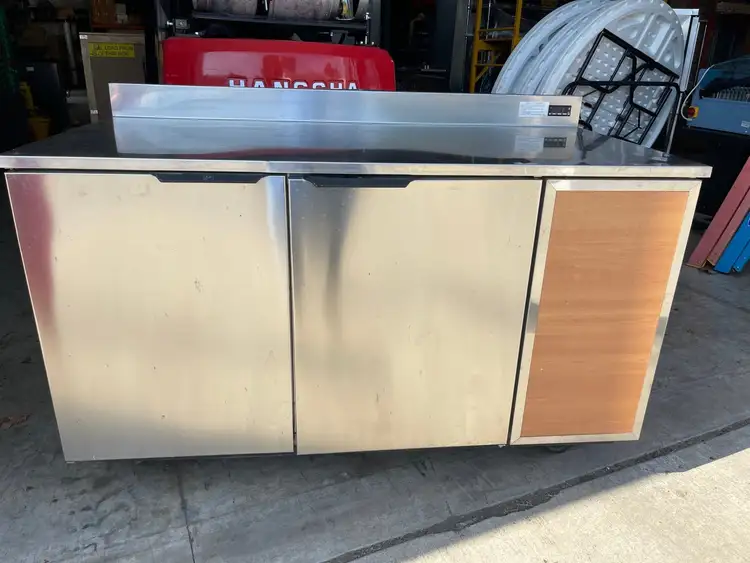 New | in-Stock Duke Used 60" Duke RBC-60M Refrigerated Work Top 2 Door Back Counter 120V - SG Worktop Refrigerators Illinois US | Falcon Restaurant Supply #1375535