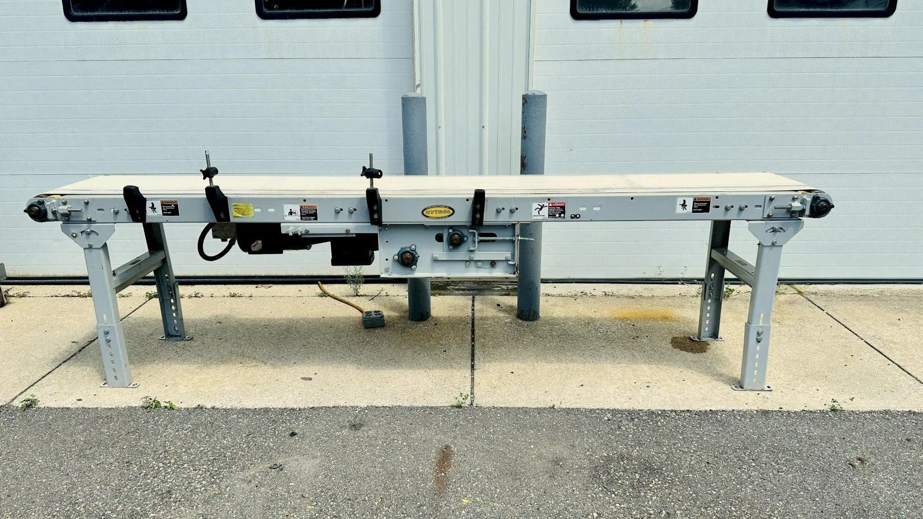 USED HYTROL 16” X 114” FLATTOP BELT CONVEYOR / SMOOTH TOP BELT