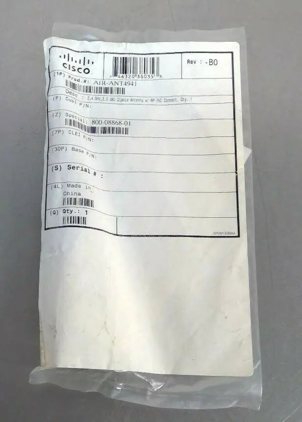 Cisco - AIR-ANT4941 - 2.4GHz, 2.2dBi Dipole Antenna w/RP-TNC - 74-1864-01 3D