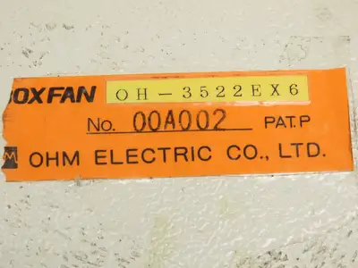 OHM Electric Boxfan Heat Exchanger Enclosure Fan 220V UZS15D22-MGW 33.5"