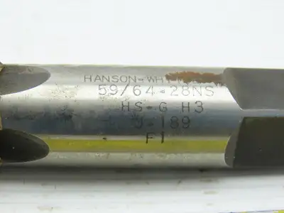 Hanson Whitney J-189 59/64-28 NS 4 Flute Plug Tap 9/16" Square Shank