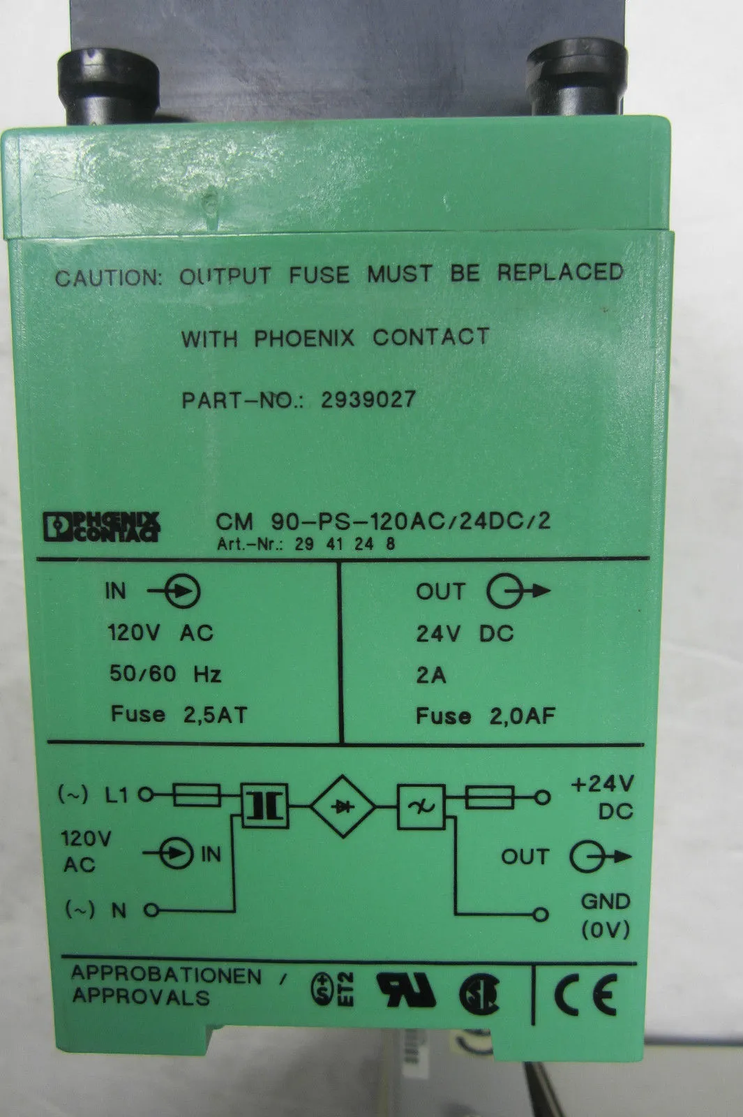 USED PHOENIX CONTACT CM90-PS-120AC/24DC/2 POWER SUPPLY INPUT CM90PS120AC24DC2