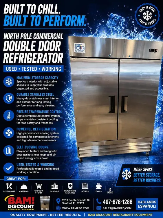 Used NORTH POLE ND-CFD-2RR-E-HC Refrigerators Florida US | BAM Discount Restaurant Equipment #1257188