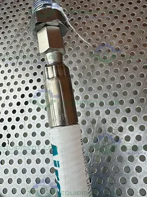 USED AIRGAS STAINLESS STEEL FLEXIBLE HOSE 39" W/ COMPRESSION FITTING, END ATTACHMENTS
