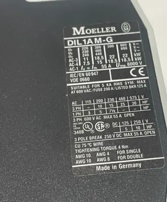 NEW MOELLER DIL1AM-G CONTACTOR 24VDC DIL1AMG