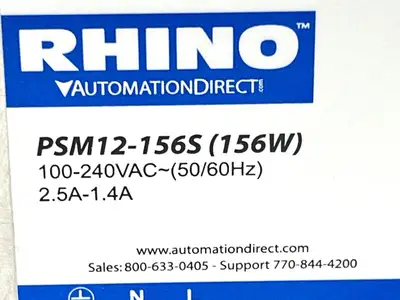 USED RHINO INDUSTRIAL POWER SUPPLY 2.5-1.4A 100-240VAC 156W