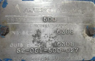 REFURBISHED ALLIS CHALMERS 2000 PUMP 3×2.5×9 A-C 2000 FRAME 500