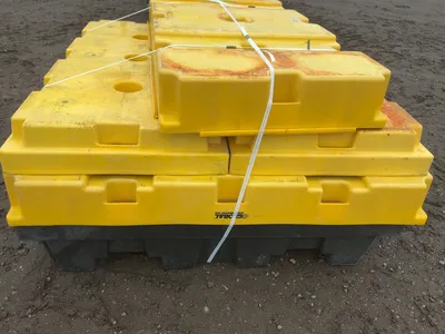 (6) Spill Containment Skids for Barrels, five two drum approx. 2’x4’ and onefour drum approx. 4’x4’