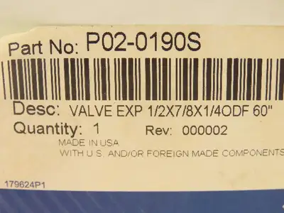 Emerson P02-0190S Expansion Valve 1/2x 7/8x 1/4" ODF