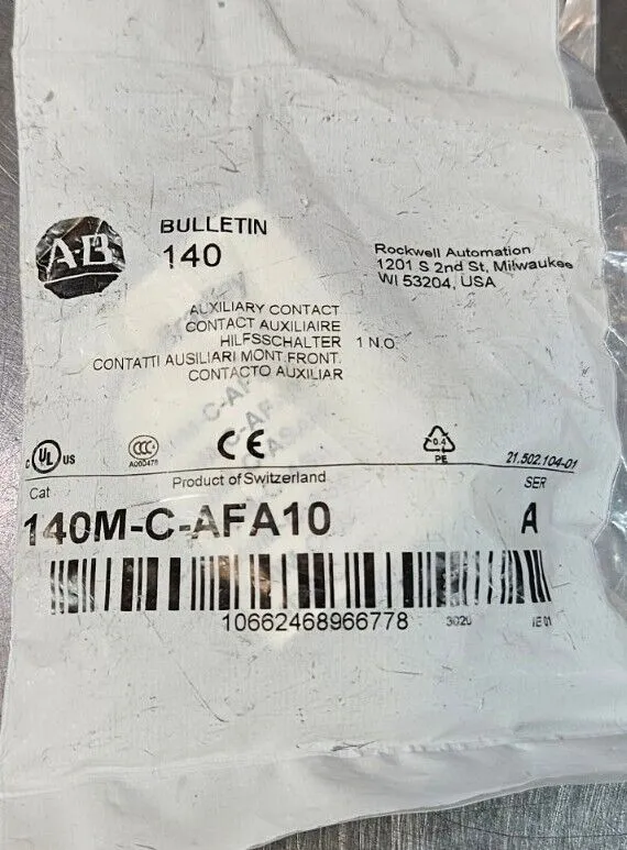 Allen-Bradley 140M-C-AFA10 Auxiliary Contact Block, Front Mounted. Loc4E-25