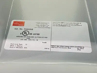 USED HOFFMAN NVENT NIPPLE FEED-THROUGH WIREWAY 4" X 4" X 6"