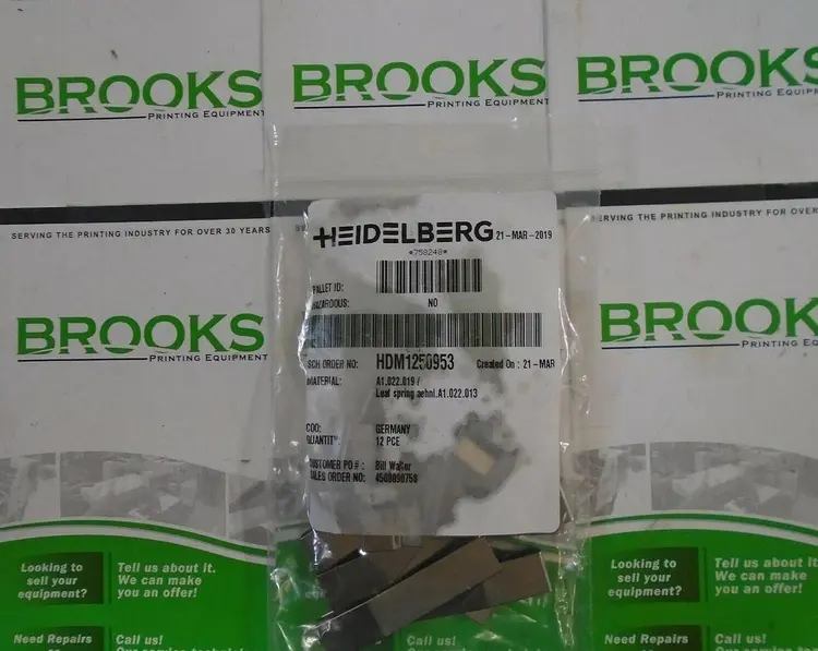 New | in-Stock HEIDELBERG A1.022.019 Miscellaneous Printing & Paper Equipment North Carolina US | BROOKS PRINTING EQUIPMENT #1142626