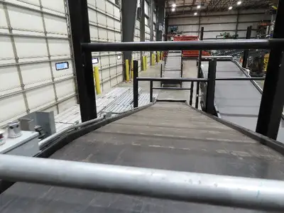 TGW CRUZ Incline Slider Bed 34" Belt Conveyor Variable Speed Drive 460V 17' 8"L