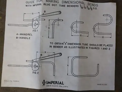 7/8" IMPERIAL TOOL MODEL #260-FHA BLUE DOT CONDUIT BENDER #P0000153: STOCK 14717