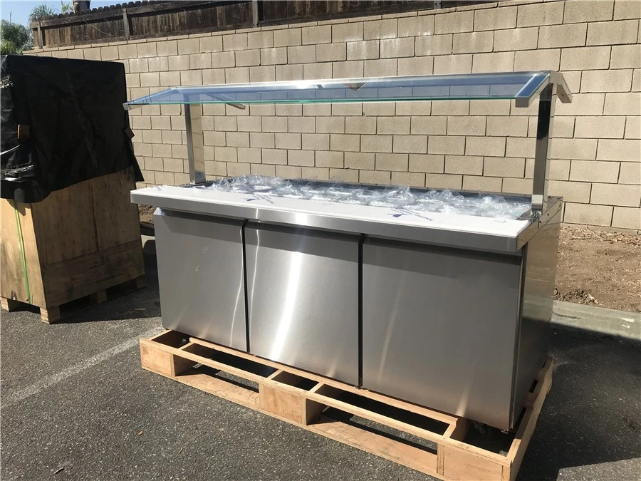 171-0232 70" Open Glass Self Contained Salad Buffet Cold Table
