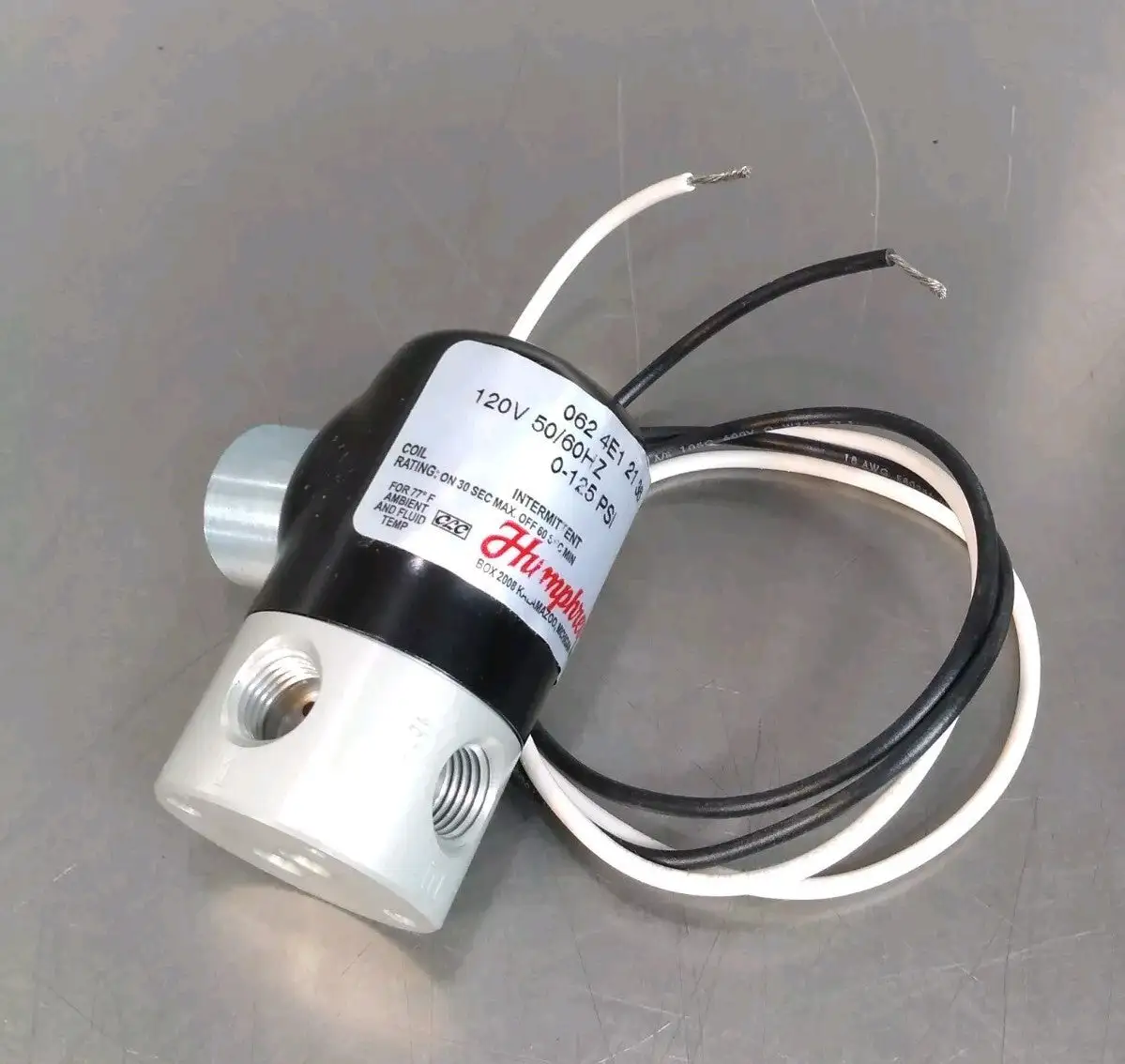 Humphrey 062-4E1-21-36 Solenoid Valve 24 Volt DC 0-125 PS Loc5E7/4