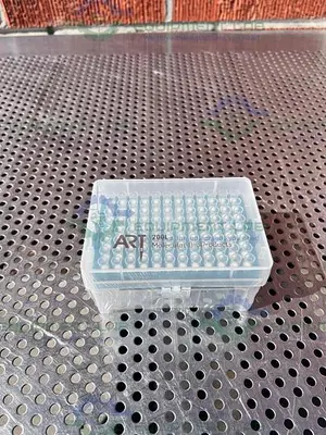 USED BOX OF 10 - ART 2769-HR SOFTFIT-L FILTERED PIPETTE TIPS IN HINGED RACKS 200 ΜL