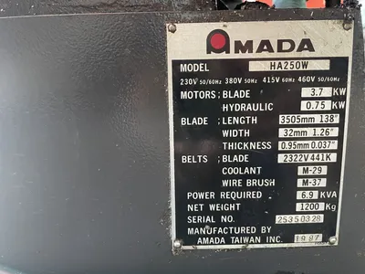 1997 AMADA HA-250W SAWS, BAND, HORIZONTAL | Wheeler Machinery Sales (5)