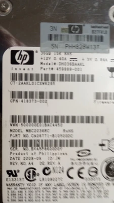 USED HP HP DH036BAAKL 36GB 15,000 RPM 2.5 in. SAS HDD 459889-001