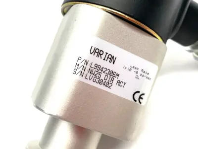 USED VARIAN ANGLED BELLOWS VALVE, PETER PAUL O72X00130CM SOLENOID OPERATOR
