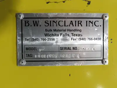 BW Sinclair 10" Screw Conveyor Food Grade Dry Bulk Feeder 3PH Belt Drive 128'