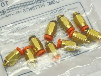 NEW SMC ONE-TOUCH FITTING MALE CONNECTOR 5/32" OD 10-32 UNF LOT OF 10