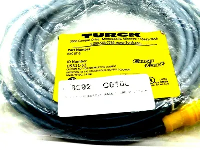 NEW TURCK RKC 8T-5 EURO MOLDED CORDSET U5311-52 RKC8T5
