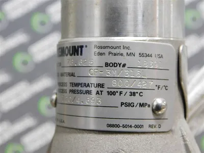 1-1/2" Rosemount Transmitter Flowtube K-Factor 78.625 Body 18391 CF3M/316L Used
