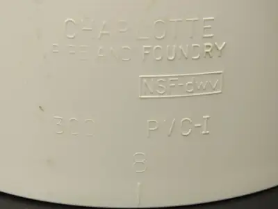 Charlotte PVC 00300 1800 8" DWV 90 Deg Elbow 1/4 Hub x Hub Schedule 40 NSF White
