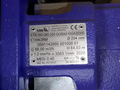 Used KSB ETN 080065200 GGSAA10GA20300 Pumps Ohio US | HGR 24 #891535