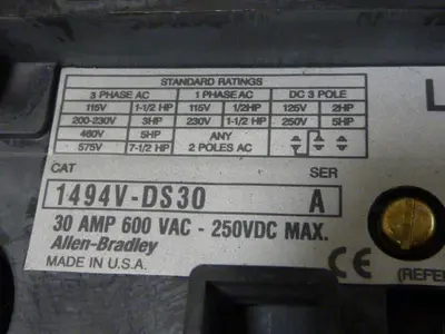 USED ALLEN BRADLEY 1494V-DS30 SER A