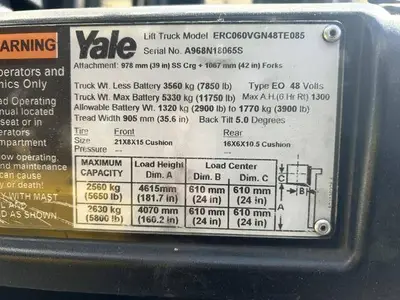 Used 2018 YALE ERC060VG 4-Wheel Sit down Electric Counterbalance Forklifts Illinois US | Somerset Equipment Sales #1542832