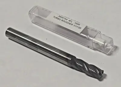 California Tool Solid Carbide 4 Fl End Mill Turbo Rougher .360x1x4 .100R C-10049